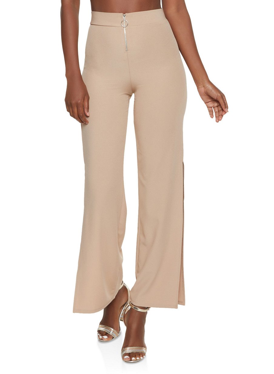 Crepe Knit Open Leg Palazzo Pants