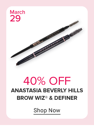 Friday March 29. 40% off Anastasia Beverly Hills brow wiz and definer. Shop Now.