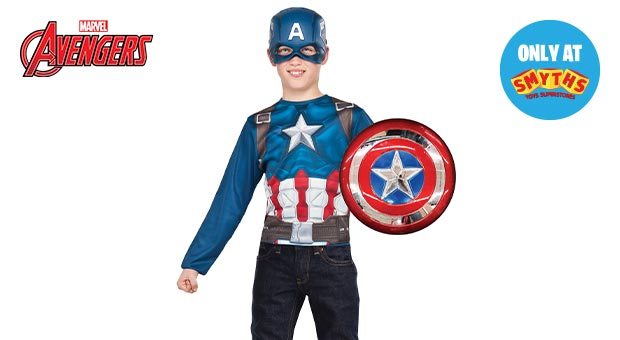 Marvel Captain America Medium Costume Top Set with Shield and Mask