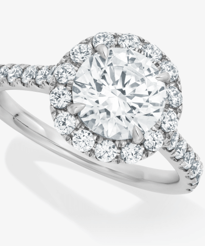 Lab-Grown Diamonds by KAY Round-Cut Halo Engagement Ring 3-3/4 ct tw 14K White Gold