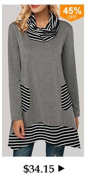 Stripe Print Cowl Neck Pocket Sweatshirt