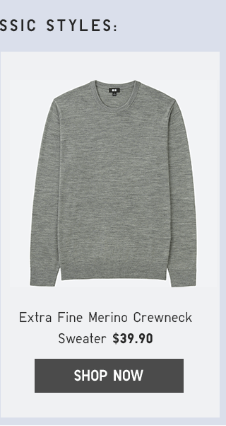 EXTRA FINE MERINO CREWNECK SWEATER $39.90 - SHOP NOW