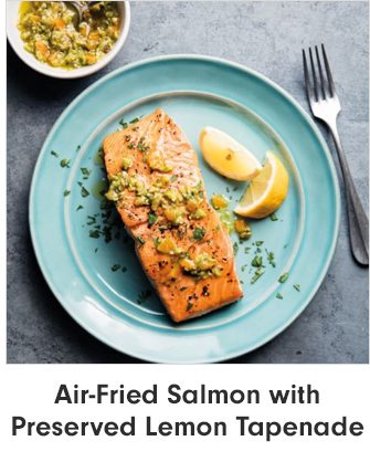 Air-Fried Salmon with Preserved Lemon Tapenade
