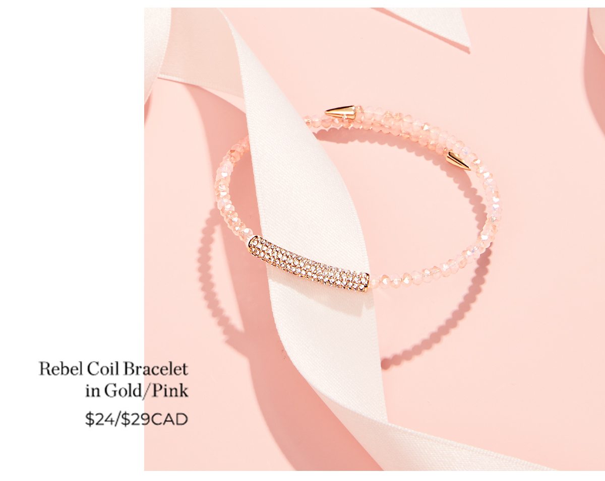 Rebel Coil Bracelet in Gold/Pink $24/$29CAD