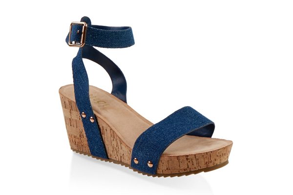 Ankle Strap Cork Wedge Sandals