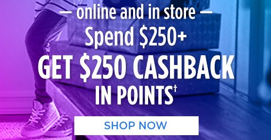 -online and in store- Spend $250+ GET $250 CASHBACK IN POINTS† | SHOP NOW