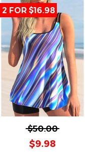Colorful Print Double Straps Tankini Top