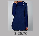 Long Sleeve Button Detail Royal Blue T Shirt