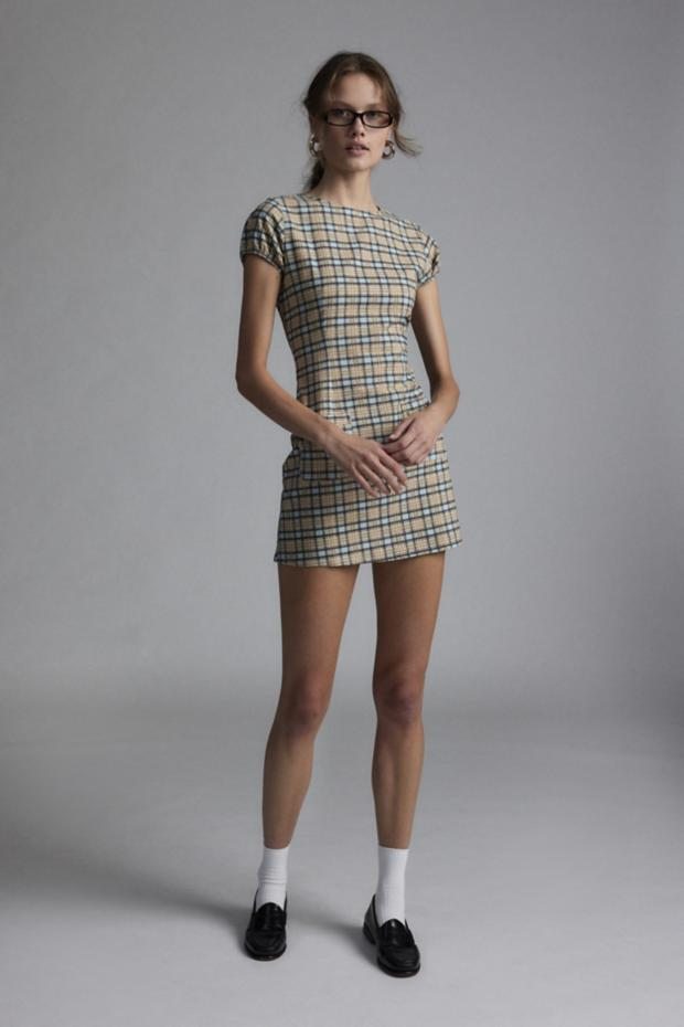 Motel Gingka Check Shift Mini Dress