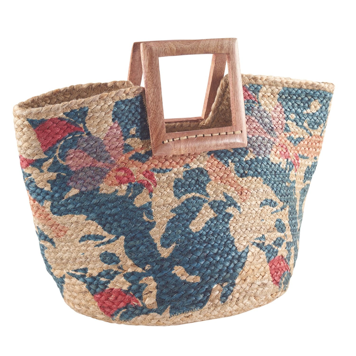 Jute Carryall with Mango Wood Handles