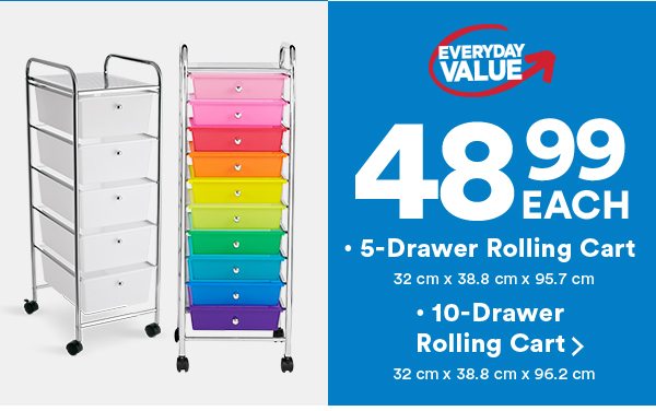 5 or 10 Drawer Rolling Cart