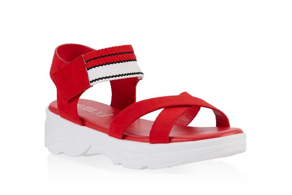 Striped Velcro Strap Sporty Sandals