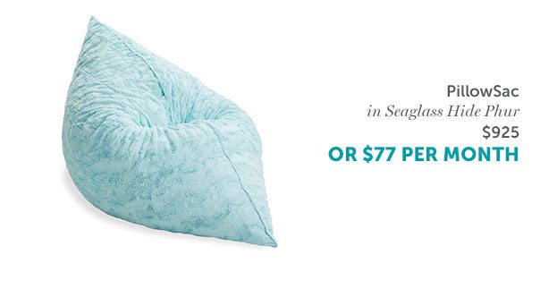 PillowSac in Seaglass Hide Phur | $925 or $77 per month | SHOP NOW >>