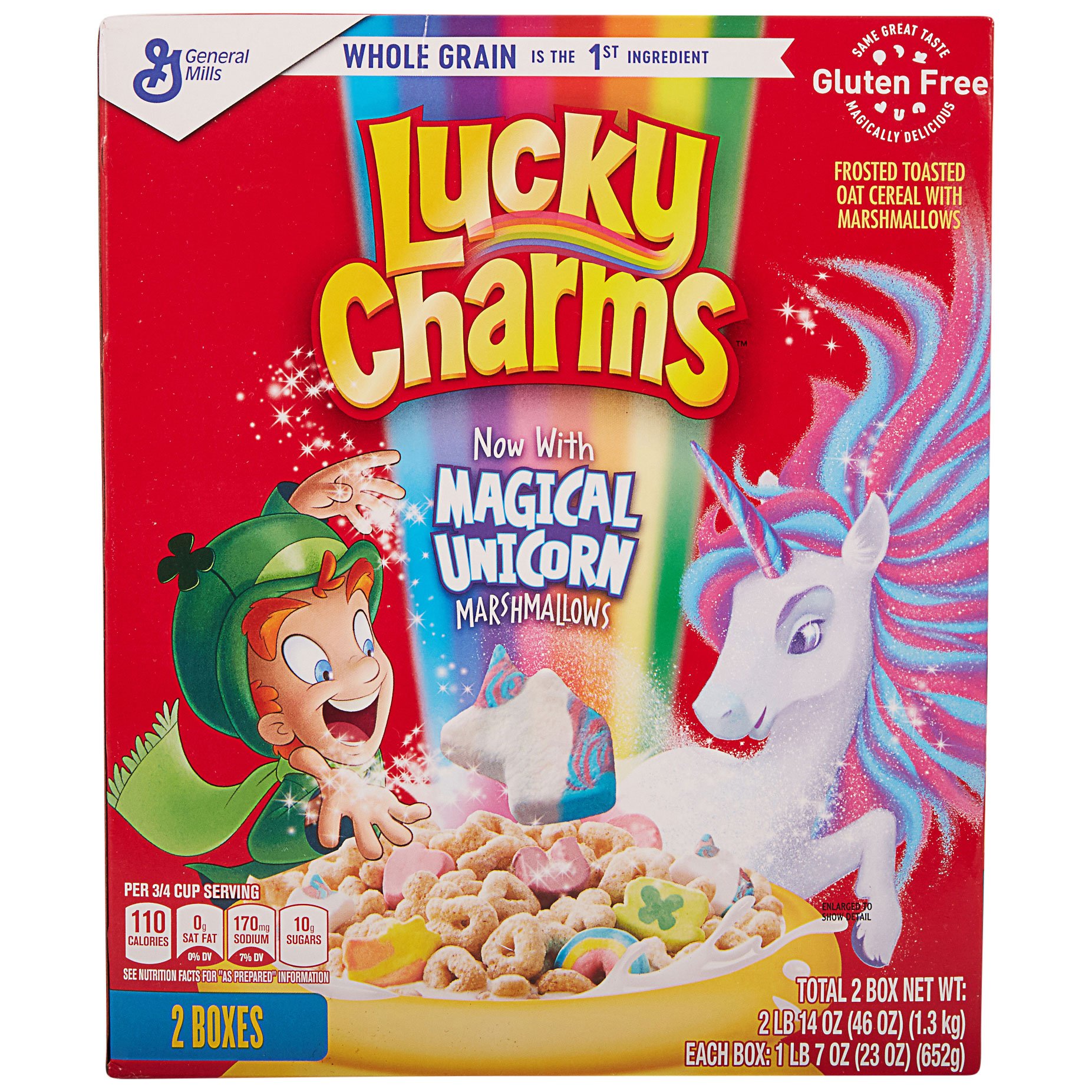 General Mills Lucky Charms Cereal, 2-Pack, 23 Ounces Each