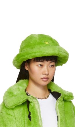 Kirin - Green Faux Fur Smile Bucket Hat