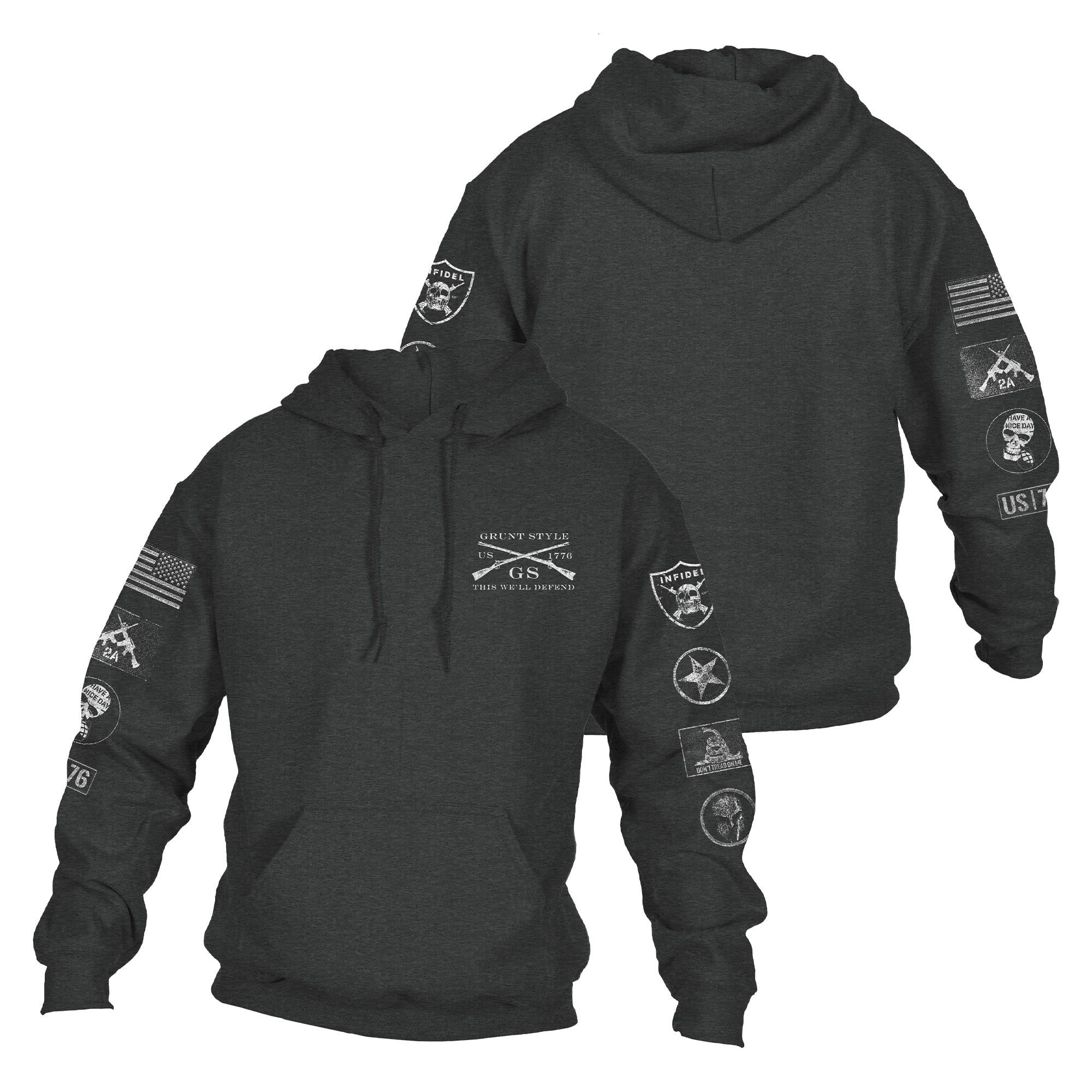 Grunt Style Patch Hoodie - Dark Heather