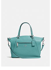 Prairie Satchel | light blue satchel coach bag with silver zipper across