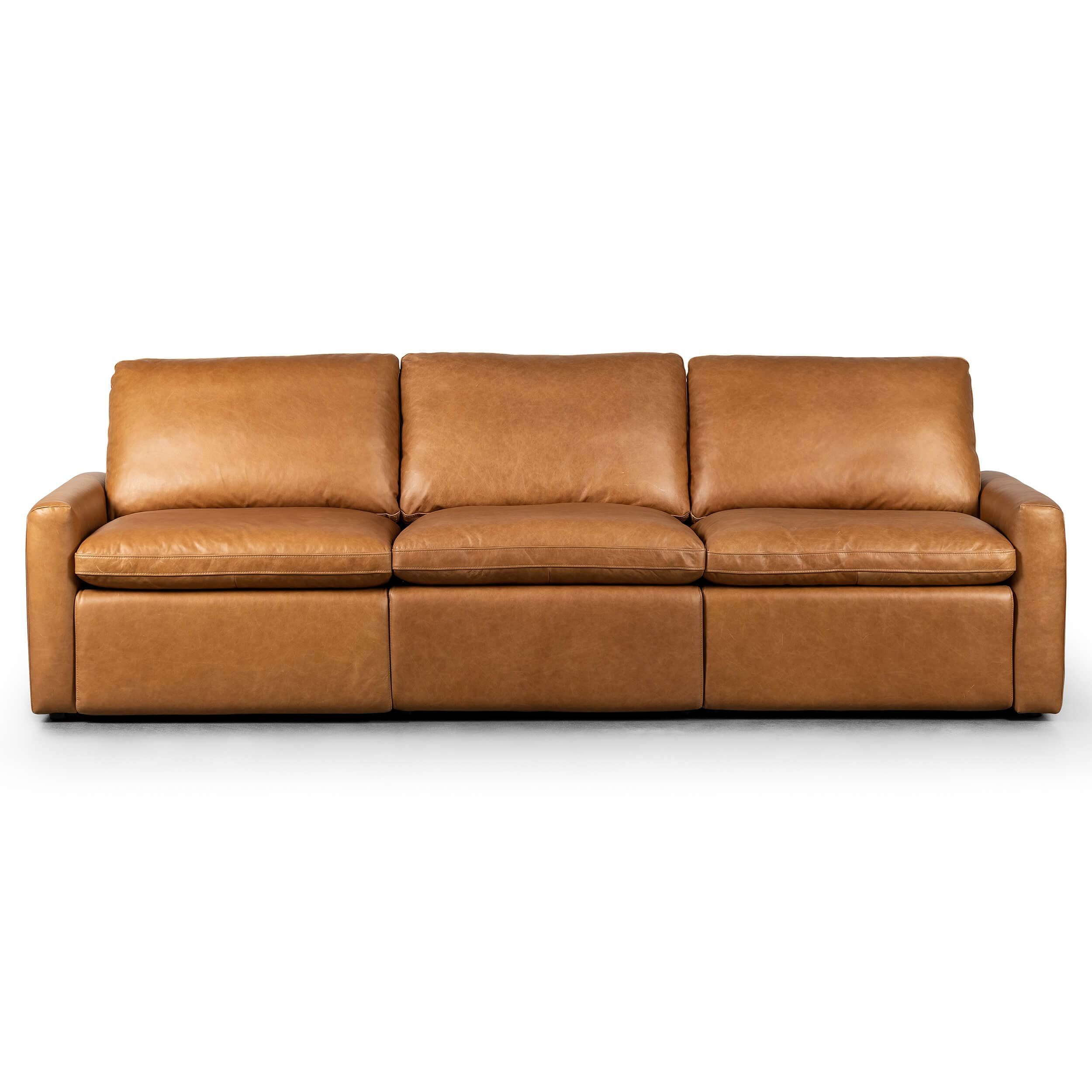 Image of Tillery 3 Piece Power Recliner Leather Sectional, Sonoma Butterscotch