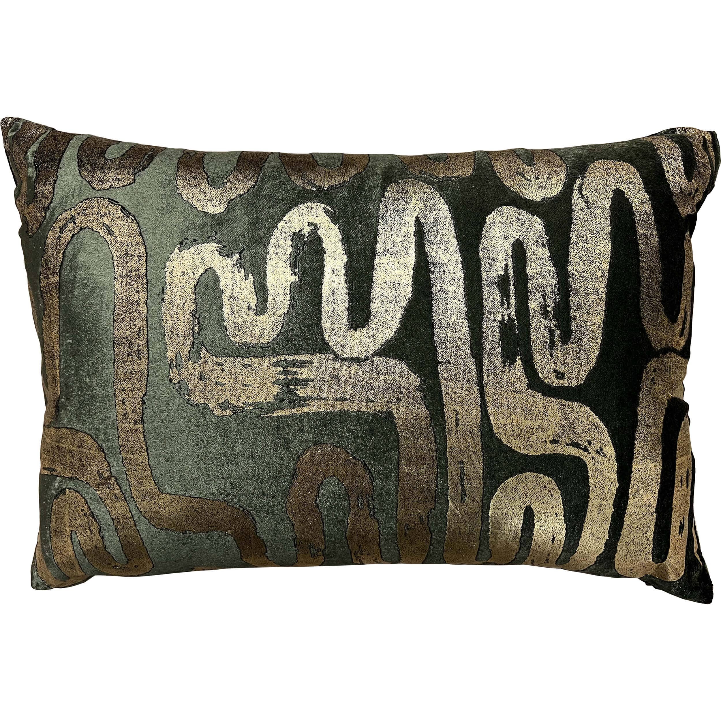 Image of Mila Circular Abstract Lumbar Pillow, Olive/Gold