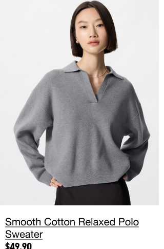 PDP1 - WOMEN SMOOTH COTTON RELAXED POLO SWEATER