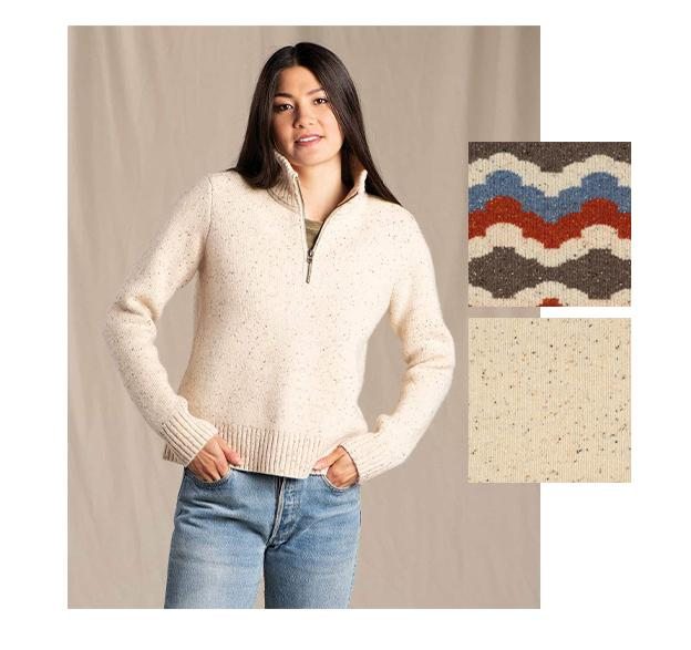 Women's Wilde Quarter Zip Sweater in Almond