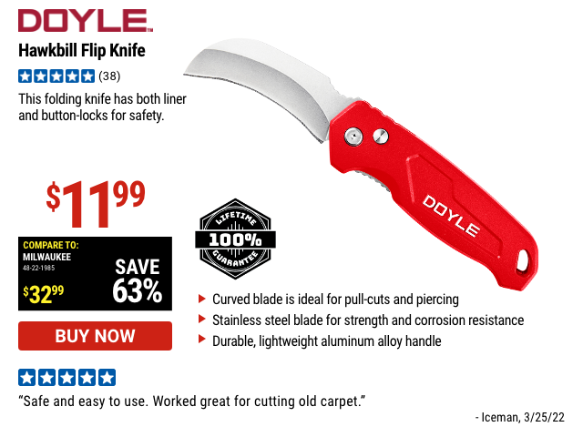 DOYLE: Hawkbill Flip Knife