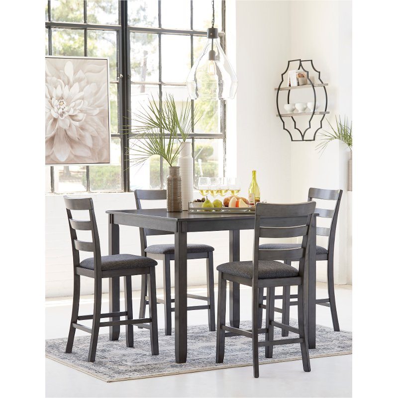 Transitional Gray 5 Piece Counter Height Dining Set - Bridson