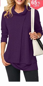 Long Sleeve Cowl Neck Layered T Shirt