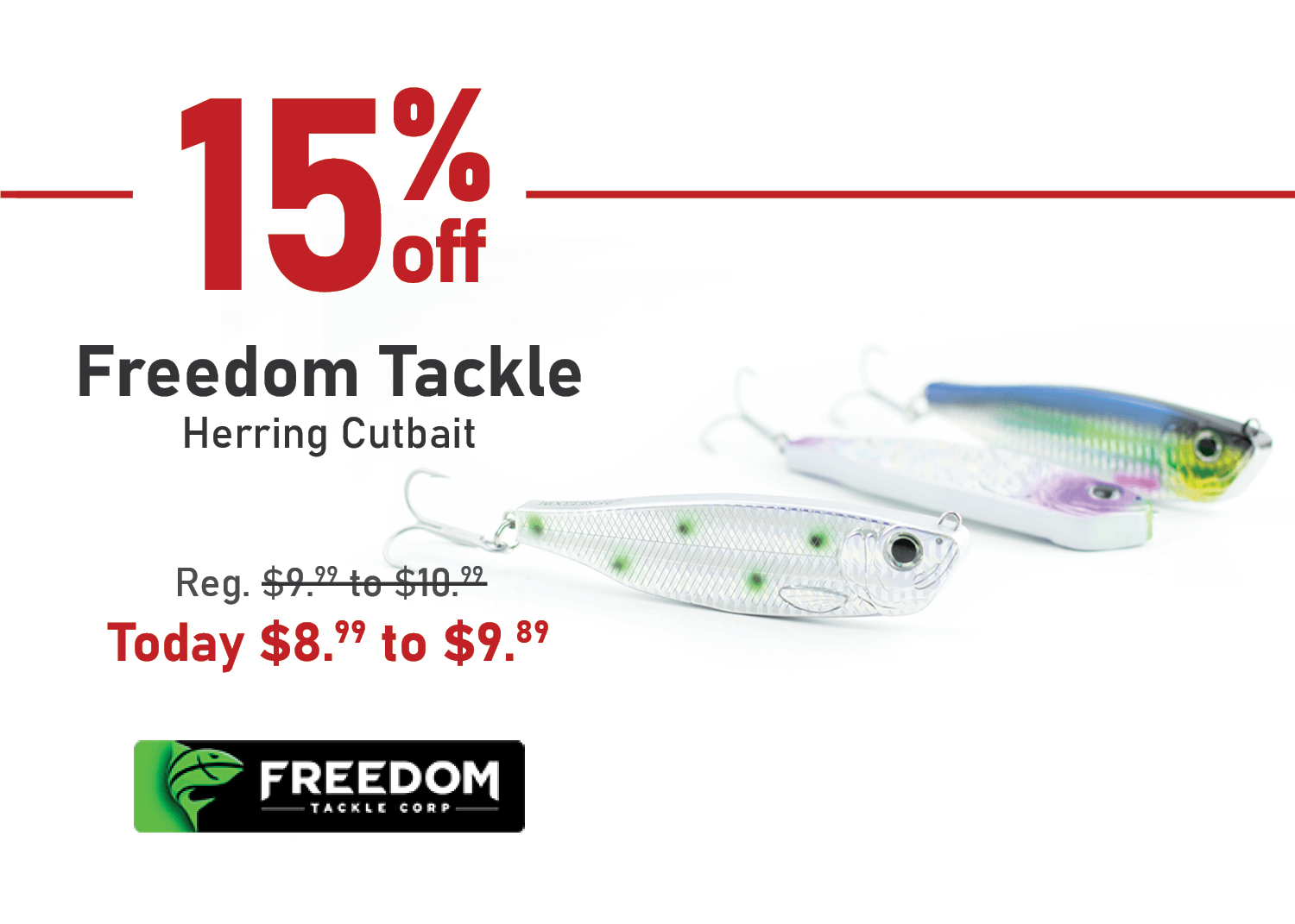 Save 15% on the Freedom Tackle Herring Cutbait