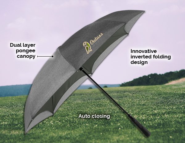 48" Auto Close Heathered Inversion Umbrella