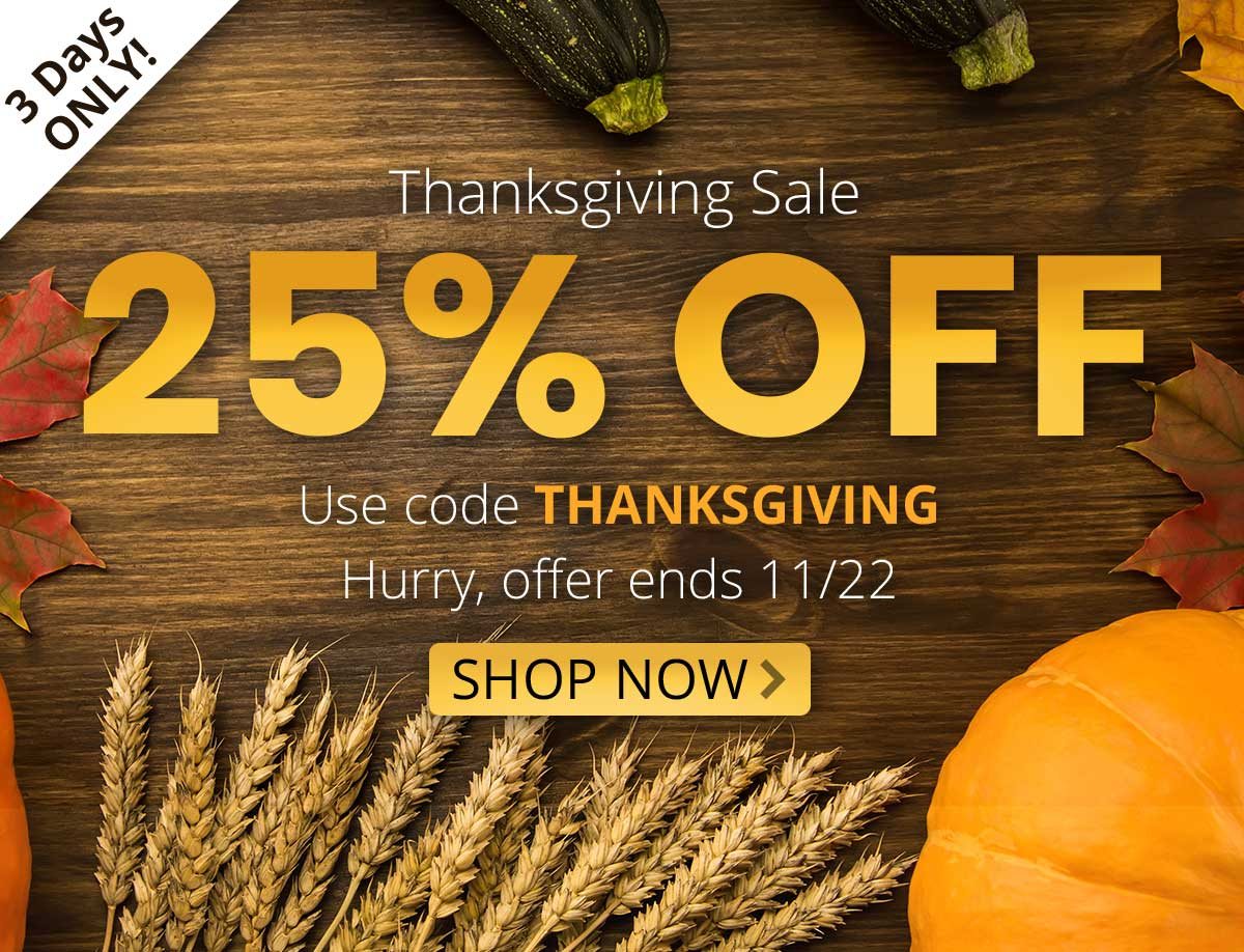 Thanksgiving Sale 25% Off