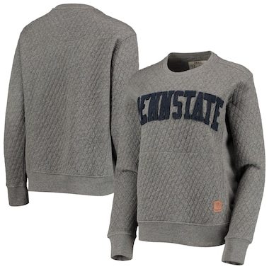 Women's Pressbox Heathered Gray Penn State Nittany Lions Moose Applique Quilted Pullover Sweatshirt
