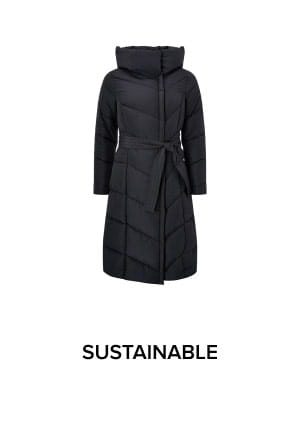 Bettina long padded coat in recycled fabric black