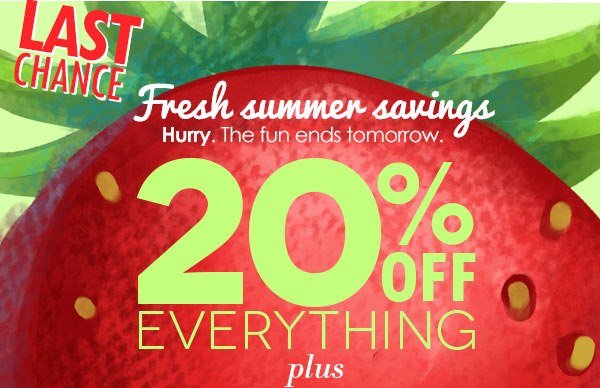 20% off everything plus 99¢ shipping on any order