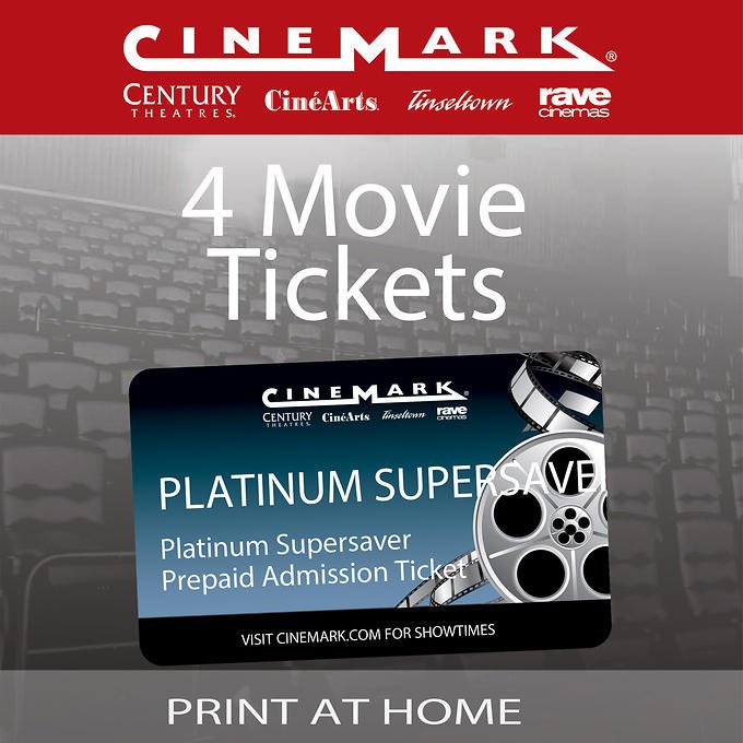 Cinemark Theatres Platinum Supersaver 4-Pack Movie eTickets