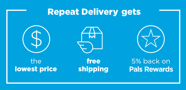 Repeat delivery always gets: the lowest price, free shipping and 5% back on Pals Rewards.