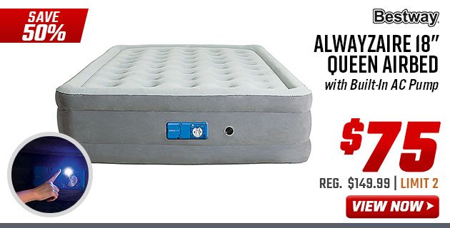 Bestway AlwayzAire 18″ Queen Airbed with Built-In AC Pump