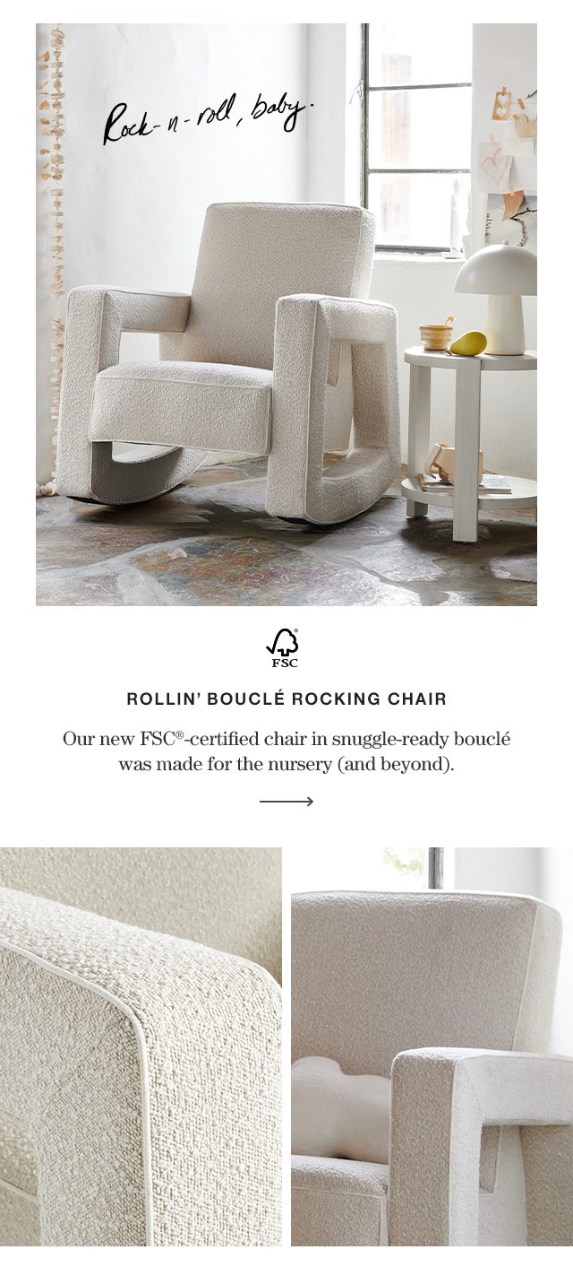 Rollin' Cream Bouclé Rocking Chair by Leanne Ford