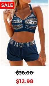 Leopard Peacock Blue Bikini Top