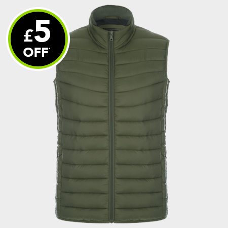 Mens Khaki Padded Gilet