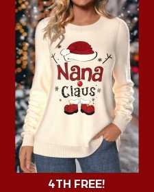 ROTITA Christmas Raw White Round Neck Long Sleeve Sweatshirt