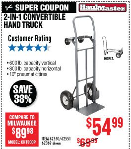 View 2-in-1 Convertible Hand Truck - 800 Lb. / 600 Lb. Capacity