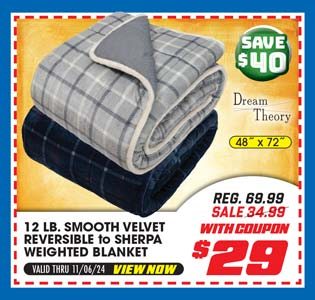 Dream Theory 12 lb. Smooth Velvet Reversible to Sherpa Weighted Blanket