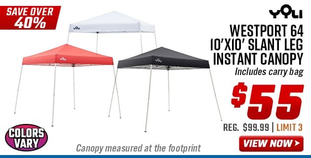 Yoli Westport 64 10'x10' Slant Leg Instant Canopy