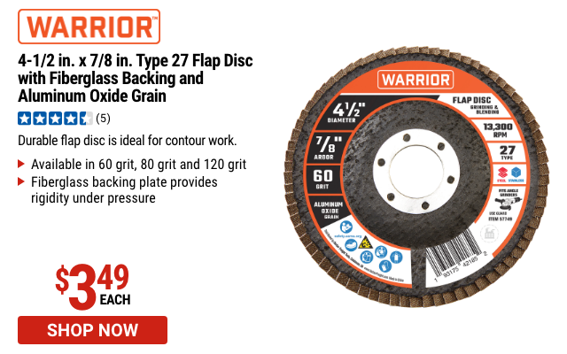 4-1/2 in. x 7/8 in. Type 27 Flap Disc with Fiberglass Backing and Aluminum Oxide Grain