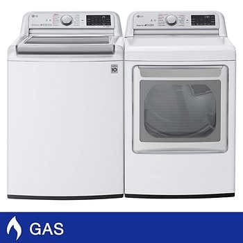 LG 5.5 cu. ft. Washer and 7.3 cu. ft. Gas Dryer with ThinQ Technology