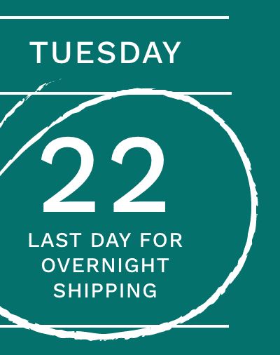 Tuesday, Dec. 22 Last Day for Overnight Shipping