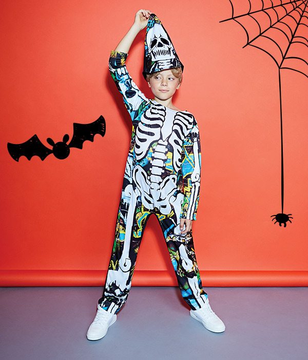 Kids Multicolour Skeleton Fancy Dress Outfit