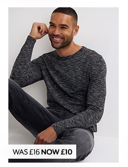 Mens Charcoal Space Dye Knit Jumper