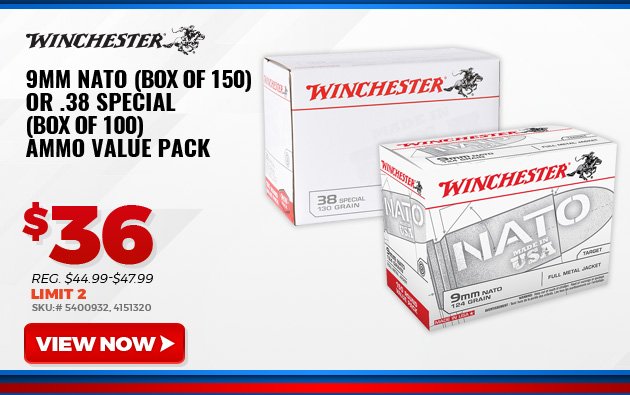 WINCHESTER 9MM NATO OR .38 SPECIAL AMMO VALUE PACK